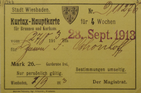 Tourist card for entry to mineral fountains and spa houses