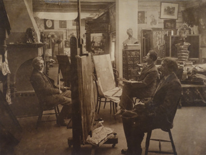 Repin Ilya Efimovich (1844-1930) with his student Isaak Brodsky (1883-1884) and son Yuri Repin (1877-1954)