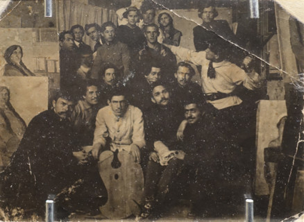Mayakovsky Vladimir Vladimirovich (1893-1930) in a group of students of the School of Painting