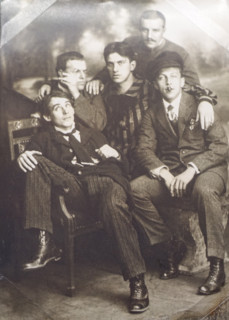 Portrait of A.E. Kruchenykh, D.D. Burliuk, V.V. Mayakovsky, N.D. Burliuk,  B.K. Livshits. 1912