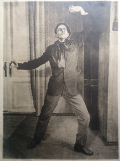 Mayakovsky Vladimir Vladimirovich (1893-1930) poses for the poster for the film 'Born Not for Money'