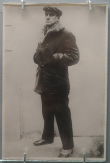 Portrait of Mayakovsky Vladimir Vladimirovich (1893-1930) in the courtyard of the Soviet embassy