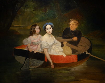 Portrait of the Author and Baroness Ekaterina Meller-Zakomelskaya  with Her Daughter Maria in a Boat