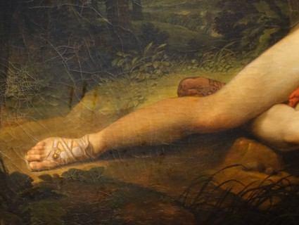 Fragment of the painting Narcissus Looking into the Water