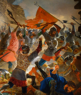 Fragment of the painting The Siege of Pskov by Stephen Bathory