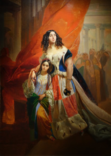 Portrait of Countess Yuliya Samoylova Leaving the Ball with Her Adopted Daughter Amacilia Pacini