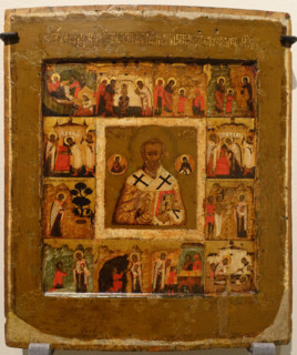Saint Nicholas the Wonderworker with scenes from his life in 12 border scenes