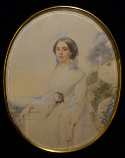 Portrait of a Lady in a White Dress with a Rose