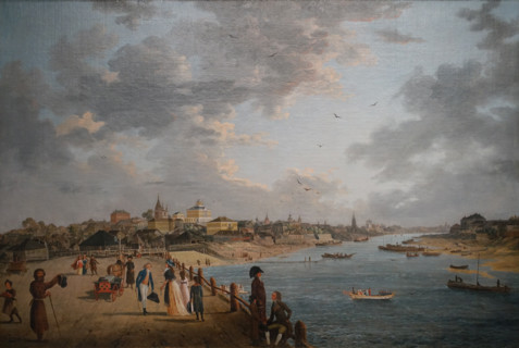 View of the Yauza Bridge and Shapkin's house in Moscow