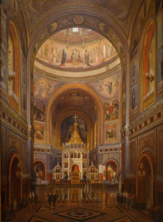 Interior view of the Cathedral of Christ the Savior in Moscow