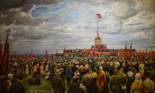 The Transfer of the Paris Communard banner to Moscow workers at Khodynka Park in Moscow