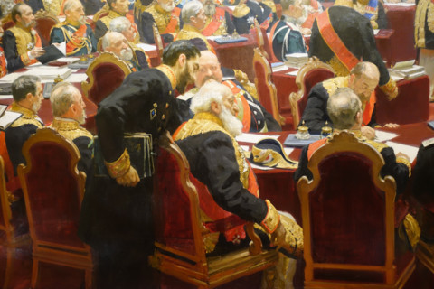 Fragment of the painting Ceremonial meeting of the The State Council of the Russian Empire on May 7
