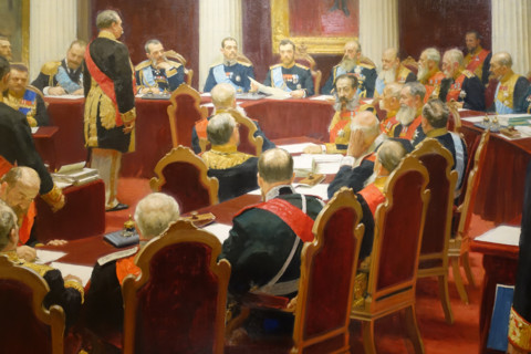 Fragment of the painting Ceremonial meeting of the The State Council of the Russian Empire on May 7