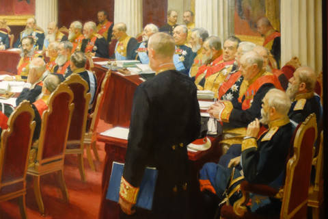 Fragment of the painting Ceremonial meeting of the The State Council of the Russian Empire on May 7