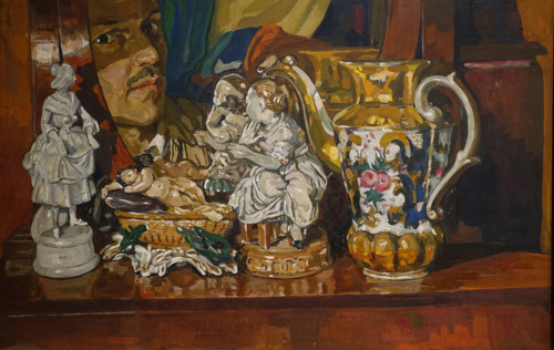 Still life with self-portrait