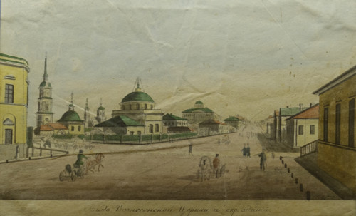 View of the Ascension Church and surrounding buildings