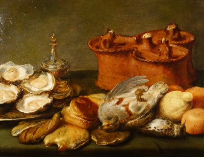 Still life with oysters and partridges
