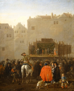 Theatrical performance on the street of an Italian city