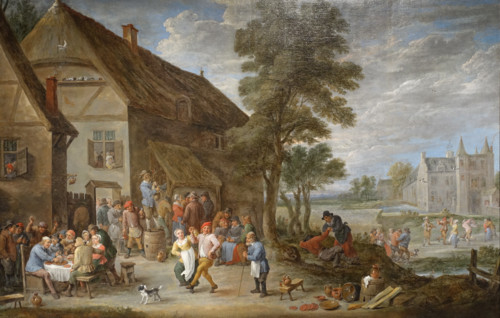 A peasant's kermess near a tavern in the town of Perk