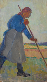 Woman with a rake