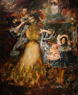 Self-portrait with wife and daughter
