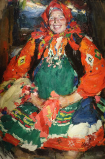 Peasant woman in a green apron