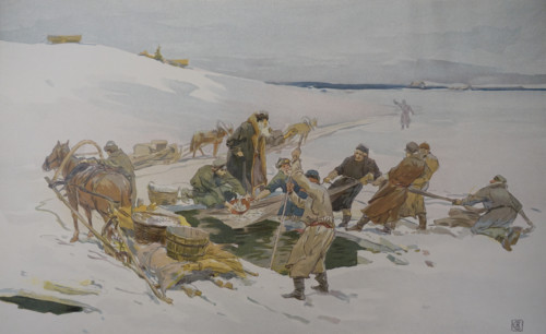 Winter fishing for smelt on the lakes of the Baltic Sea