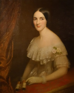 Portrait of a Lady in a Theatre with Binoculars in Her Hand