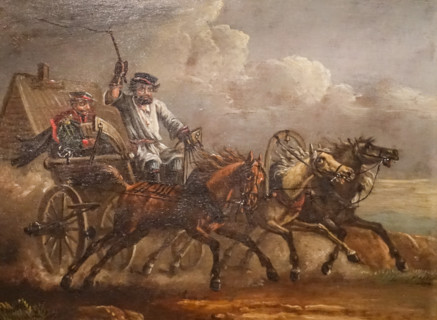 Portrait of an Adjutant in a Cart Drawn by Three Horses