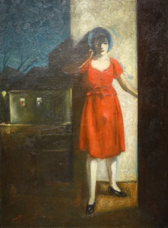 Girl by the house