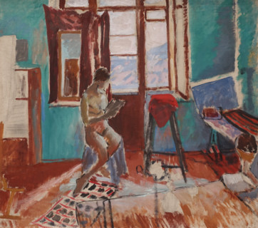 At the window