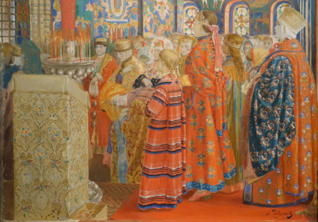 Russian women of the 17th century in the Church