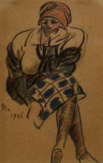 Woman in Plaid Skirt