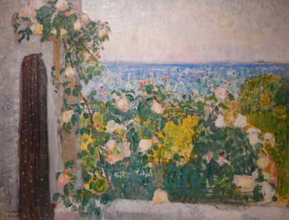 Balcony Twined with Roses