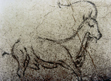 Cueva de la Pileta (Cave of the Pool). Cave painting depicting a mountain goat. Upper Paleolithic.