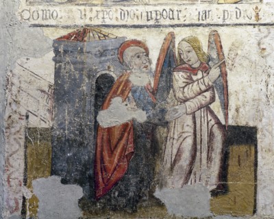 Mondonedo, province of Lugo, Galicia, Spain. Mondonedo Cathedral. 14th-century wall paintings