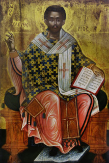 Saint Eleutherius. Bishop and martyr of the 2nd century. 18th-century painting from Greece.