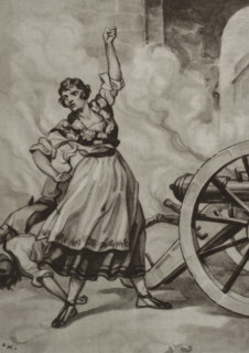 Agustina Zaragoza Domenech (1786-1857). Heroine of the Peninsular War (1808-1814), during the first
