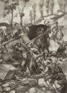 Peninsular War (1808-1814). Guerrilla fighters in the Aragonese Iberian Mountain ranges. Assault of