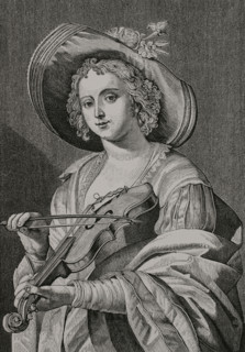 Woman playing the viola, after an engraving by Leblond, 17th century. France. XVIIme siecle: