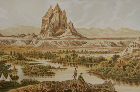 New Mexico, United States. Trachytic mountains. Panoramic view of the landscape looking