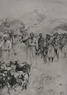 Slave Caravan, 1892. Slaves chained on the march to be sold into the slave market. Photogravure