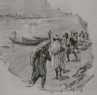 Niger, Africa. On the banks of the Niger River, at Say. Drawing by Paul Hardy (1862-1942).