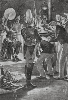 Africa. Reception of British representatives by the Attah of Iddah. Illustration by A. Pearse.