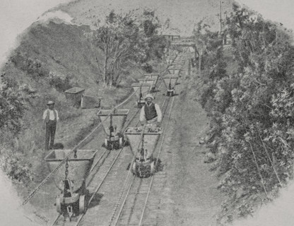 Kimberley, South Africa. De Beers Mine. Mechanical haulage of the ''blue'' clay to the
