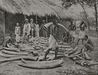 Uganda. Ivory store. Photogravure from a photograph by Mr. Fred L. M. Moir of the African Lakes