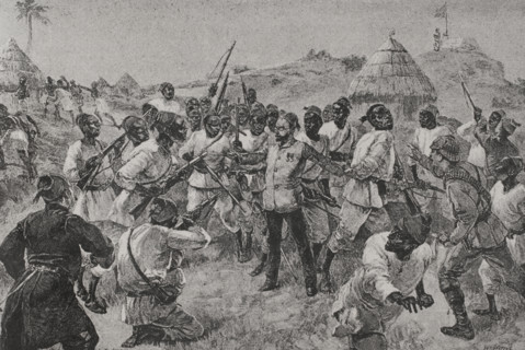 Emin Pasha Relief Expedition (1887-1889). Mutiny of Emin Pasha's soldiers in Labore: beginning of
