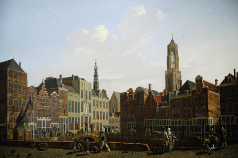 Isaac Ouwater (1748-1793). Dutch painter. Utrecht Town Hall Bridge with Surroundings and