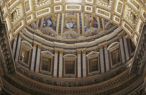 Vatican City. Dome of St Peter's Basilica. Designed and built built up to the drum by Michelangelo