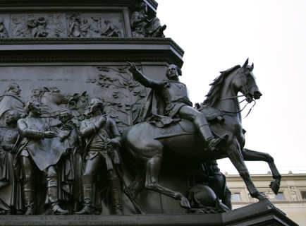From left to right: Hans Karl von Winterfeldt (1707-1757), Prussian General; and Frederick II